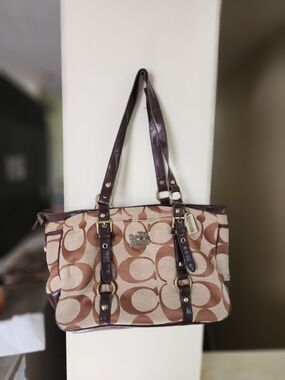 Coach Brown Signature Canvas Tote Bag